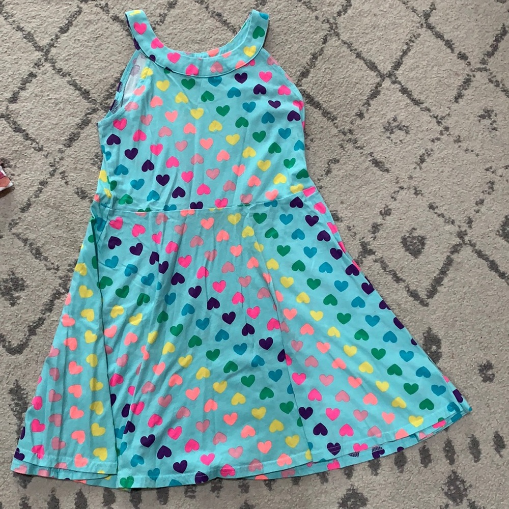 Children’s Place girls teal hearts dress sz 10/12